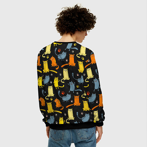 Мужской свитшот Смешные Котики / 3D-Черный – фото 4