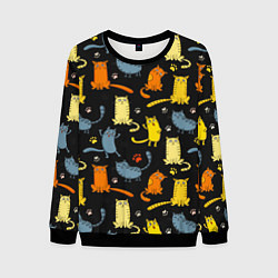 Свитшот мужской Смешные Котики, цвет: 3D-черный