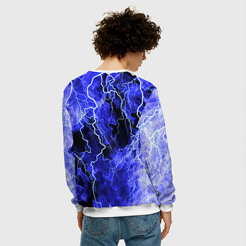 Мужской свитшот МОЛНИЯ BLUE / 3D-Белый – фото 4