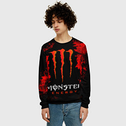 Свитшот мужской Red grunge monster energy, цвет: 3D-черный — фото 2
