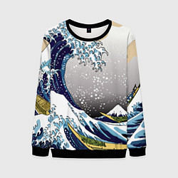 Свитшот мужской The great wave off kanagawa, цвет: 3D-черный