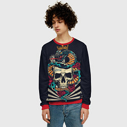 Свитшот мужской Змея с короной на черепе, цвет: 3D-красный — фото 2