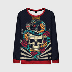 Свитшот мужской Змея с короной на черепе, цвет: 3D-красный