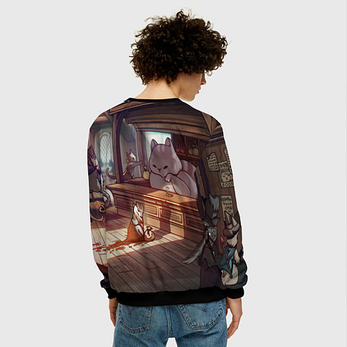Мужской свитшот Кошачий город / 3D-Черный – фото 4