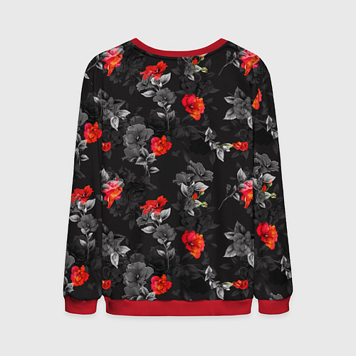 Мужской свитшот Красные цветы / 3D-Красный – фото 2