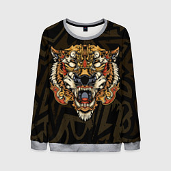Свитшот мужской Тигровый стимпанк Tiger, цвет: 3D-меланж