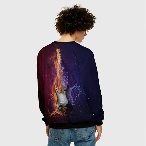 Мужской свитшот Гитара огня / 3D-Черный – фото 4