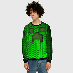 Свитшот мужской Крипер из игры Minecraft, цвет: 3D-черный — фото 2