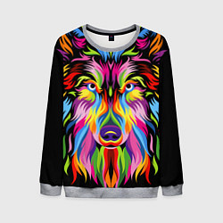 Свитшот мужской Neon wolf, цвет: 3D-меланж