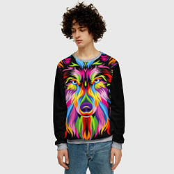 Свитшот мужской Neon wolf, цвет: 3D-меланж — фото 2