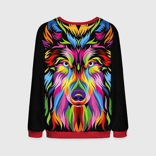 Мужской свитшот Neon wolf / 3D-Красный – фото 2