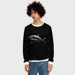 Свитшот мужской Акула, цвет: 3D-белый — фото 2