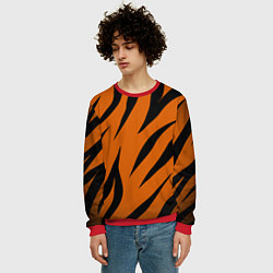 Свитшот мужской Текстура тигра, цвет: 3D-красный — фото 2