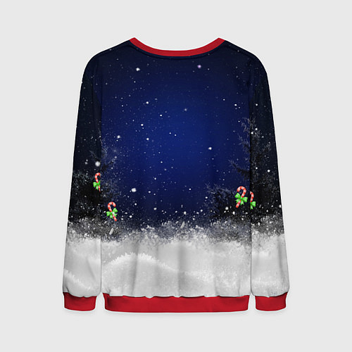 Мужской свитшот Новогодний Кот / 3D-Красный – фото 2