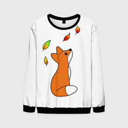 Свитшот мужской Лиса С Листиками, цвет: 3D-черный
