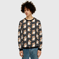 Свитшот мужской Корги малыши, цвет: 3D-черный — фото 2