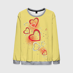 Свитшот мужской Сердечки в лимонаде, цвет: 3D-меланж