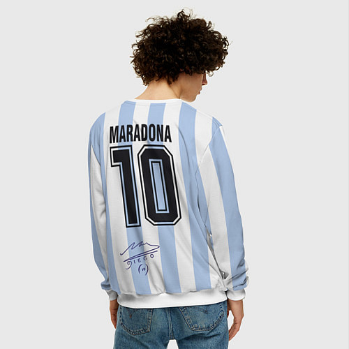 Мужской свитшот Diego Maradona 10 Автограф / 3D-Белый – фото 4