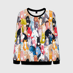 Свитшот мужской Цветные лошади, цвет: 3D-черный