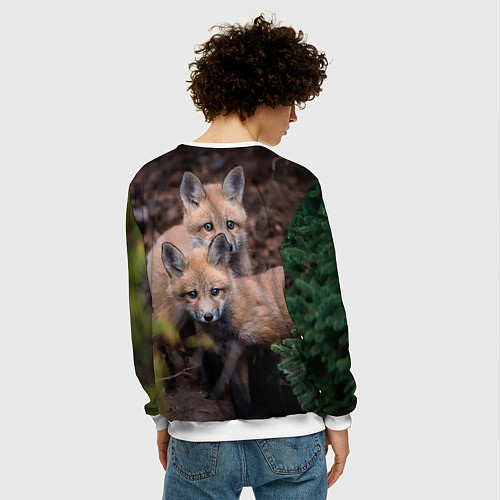 Мужской свитшот Лисички фото / 3D-Белый – фото 4