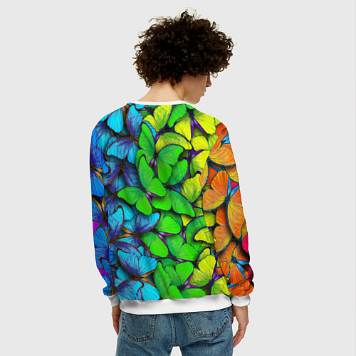 Мужской свитшот Радужные бабочки / 3D-Белый – фото 4