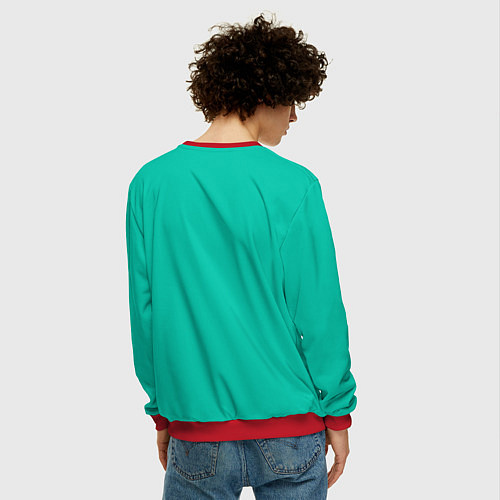 Мужской свитшот Бискайский зеленый без рисунка / 3D-Красный – фото 4