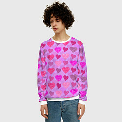 Свитшот мужской Розовые сердечки, цвет: 3D-белый — фото 2