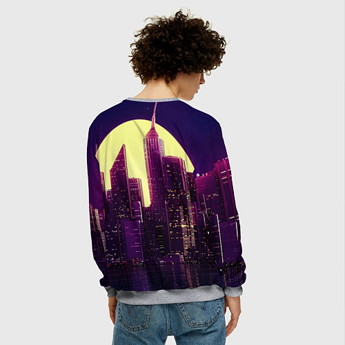 Мужской свитшот Неоновый город / 3D-Меланж – фото 4
