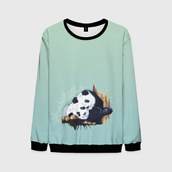 Свитшот мужской Акварельные панды, цвет: 3D-черный