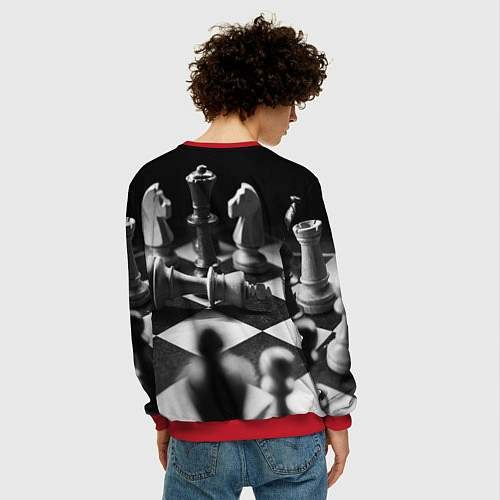 Мужской свитшот Шахматы / 3D-Красный – фото 4