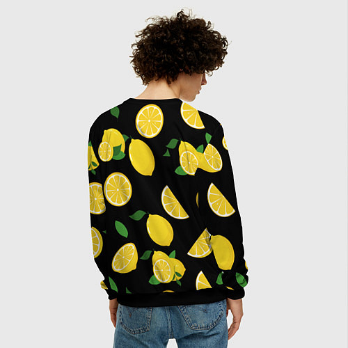 Мужской свитшот Лимоны на чёрном / 3D-Черный – фото 4