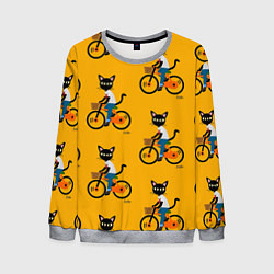 Свитшот мужской Котики на велосипедах, цвет: 3D-меланж