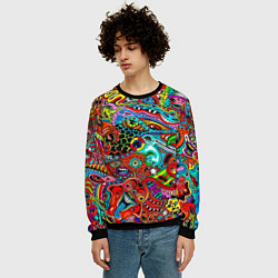 Свитшот мужской Яркая абстракция bright abstraction, цвет: 3D-черный — фото 2