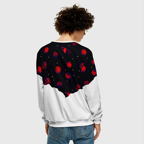 Мужской свитшот Мысли космонавта про космос / 3D-Белый – фото 4