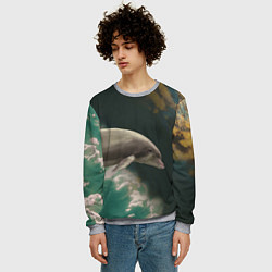 Свитшот мужской Дельфин в облаках, цвет: 3D-меланж — фото 2