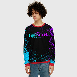 Свитшот мужской GENSHIN IMPACT NEON LOGO, цвет: 3D-красный — фото 2