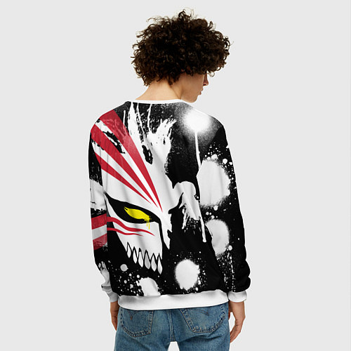 Мужской свитшот БЛИЧ МАСКА ИЧИГО ПУСТОГО / 3D-Белый – фото 4