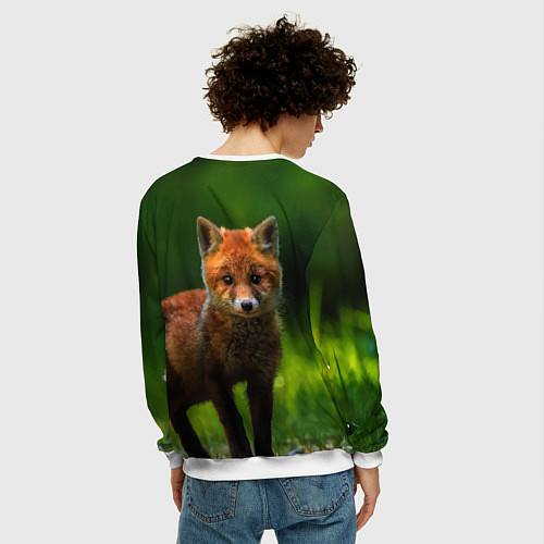 Мужской свитшот Маленький лисенок / 3D-Белый – фото 4