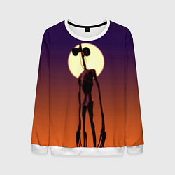 Свитшот мужской Сиреноголовый Хоррор Закат, цвет: 3D-белый