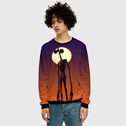 Свитшот мужской Сиреноголовый Хоррор Закат, цвет: 3D-черный — фото 2