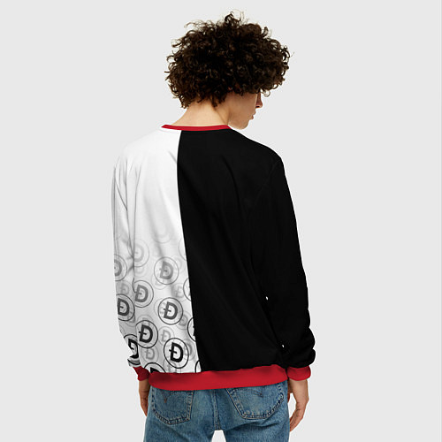 Мужской свитшот DOGECOIN DOGE КАРМАН / 3D-Красный – фото 4