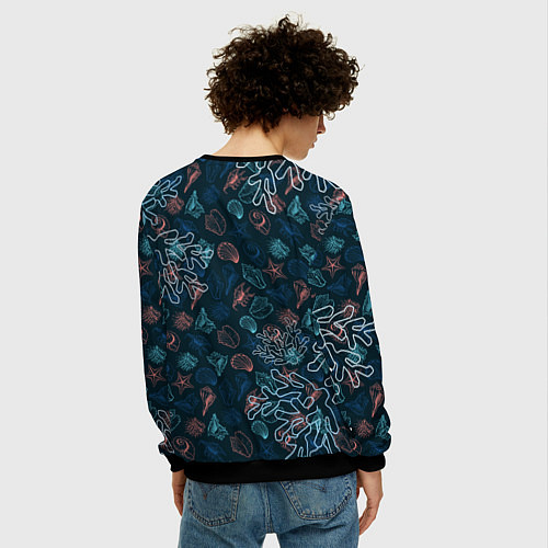 Мужской свитшот Ракушки / 3D-Черный – фото 4