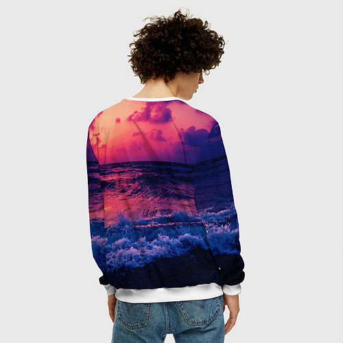 Мужской свитшот Закат на берегу / 3D-Белый – фото 4