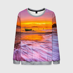 Свитшот мужской Закат на пляже, цвет: 3D-меланж