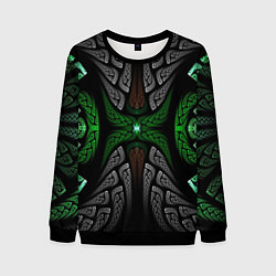 Свитшот мужской Серо-Зеленые Узоры, цвет: 3D-черный