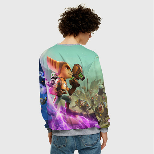 Мужской свитшот Ratchet & Clank: Rift Apart / 3D-Меланж – фото 4