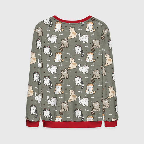 Мужской свитшот Кошечки с рыбками / 3D-Красный – фото 2