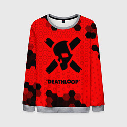 Свитшот мужской Deathloop - Череп - Соты, цвет: 3D-меланж