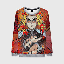Свитшот мужской Ренгоку Клинок демонов, цвет: 3D-меланж