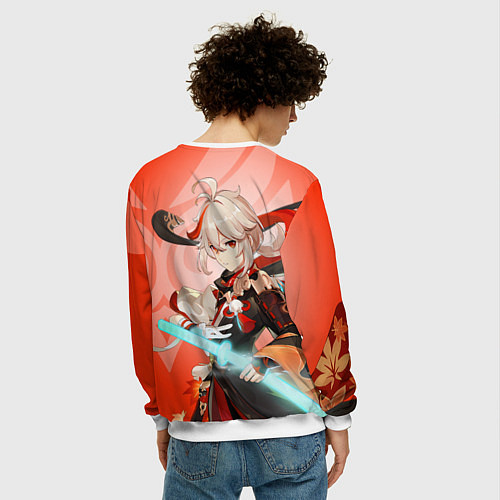 Мужской свитшот Genshin Impact, Кадзуха / 3D-Белый – фото 4